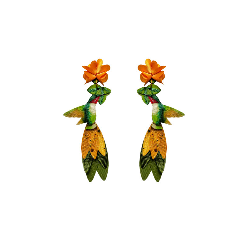Aretes Colibrí Anna Cola de Tela